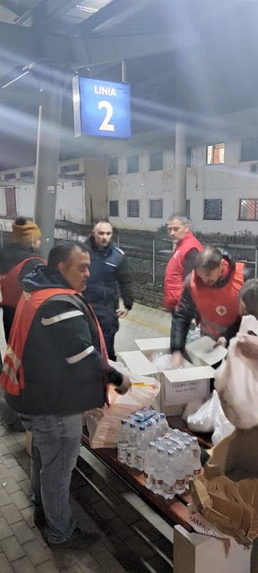 Volunteers preparing supplies